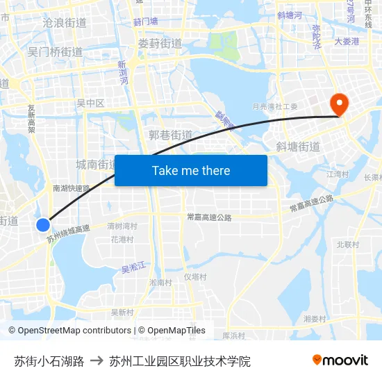 苏街小石湖路 to 苏州工业园区职业技术学院 map