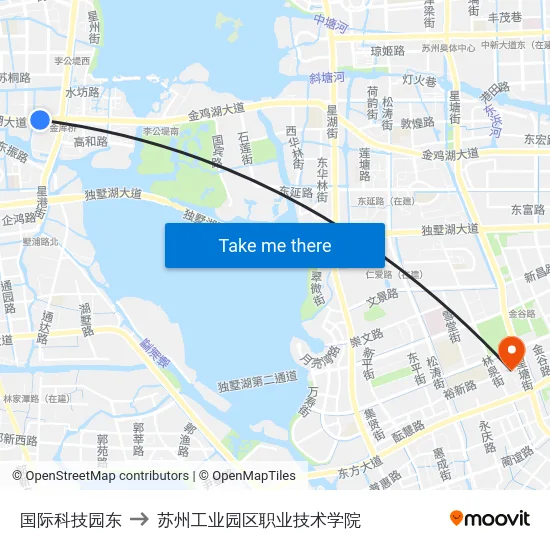 国际科技园东 to 苏州工业园区职业技术学院 map