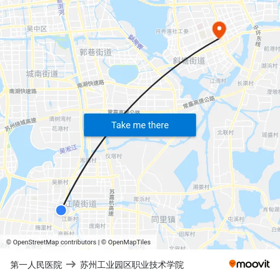 第一人民医院 to 苏州工业园区职业技术学院 map