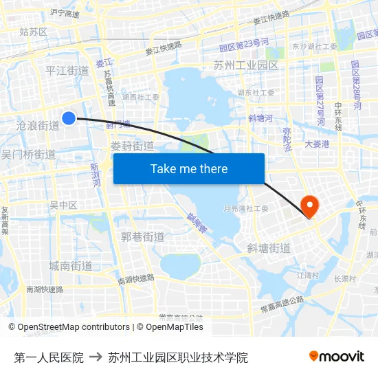 第一人民医院 to 苏州工业园区职业技术学院 map