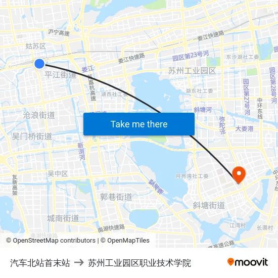 汽车北站首末站 to 苏州工业园区职业技术学院 map