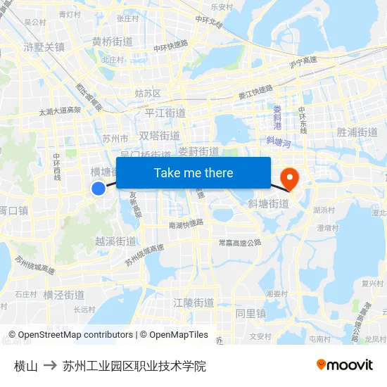 横山 to 苏州工业园区职业技术学院 map