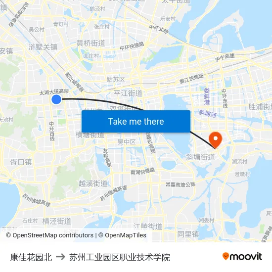 康佳花园北 to 苏州工业园区职业技术学院 map