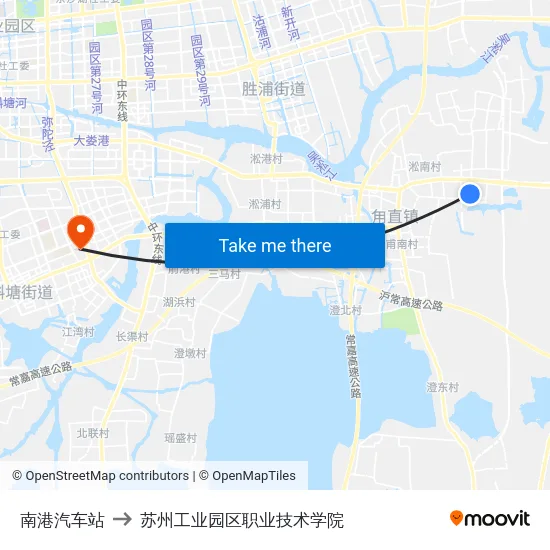 南港汽车站 to 苏州工业园区职业技术学院 map