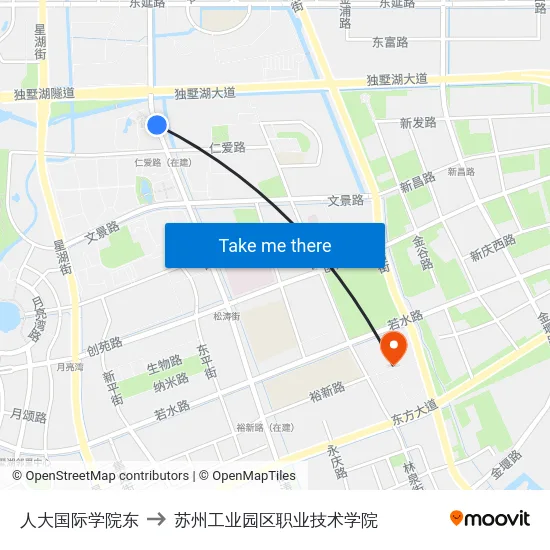 人大国际学院东 to 苏州工业园区职业技术学院 map