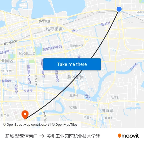 新城·翡翠湾南门 to 苏州工业园区职业技术学院 map