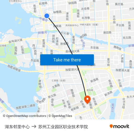 湖东邻里中心 to 苏州工业园区职业技术学院 map