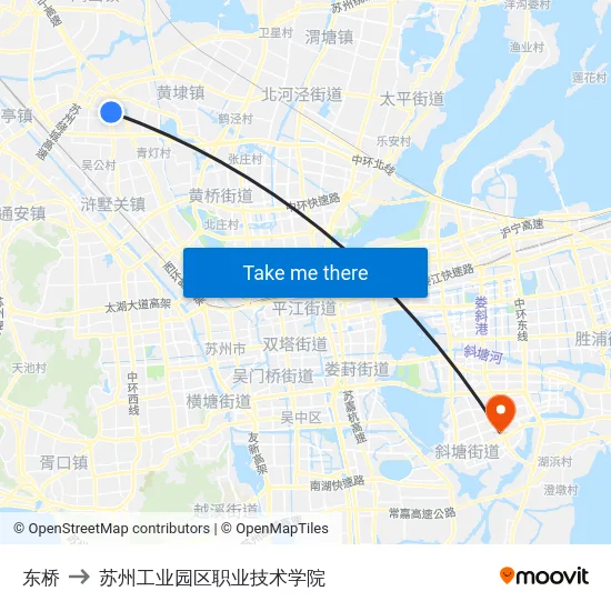 东桥 to 苏州工业园区职业技术学院 map