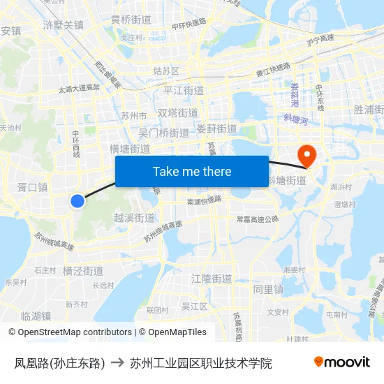 凤凰路(孙庄东路) to 苏州工业园区职业技术学院 map
