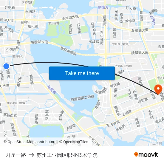 群星一路 to 苏州工业园区职业技术学院 map