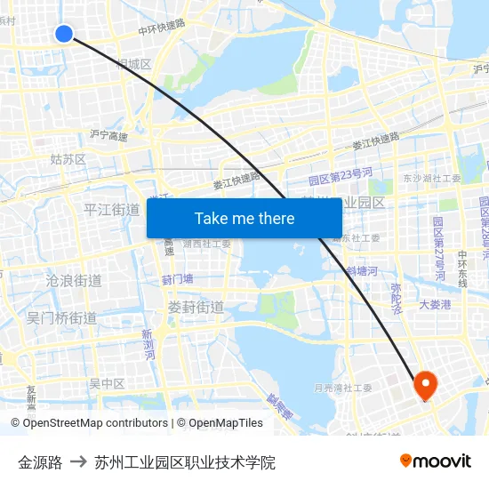 金源路 to 苏州工业园区职业技术学院 map