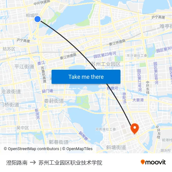 澄阳路南 to 苏州工业园区职业技术学院 map