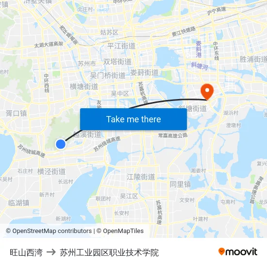 旺山西湾 to 苏州工业园区职业技术学院 map