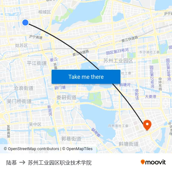 陆慕 to 苏州工业园区职业技术学院 map
