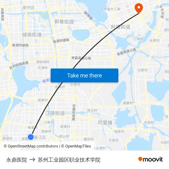 永鼎医院 to 苏州工业园区职业技术学院 map