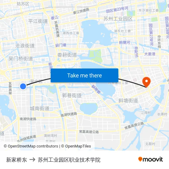 新家桥东 to 苏州工业园区职业技术学院 map