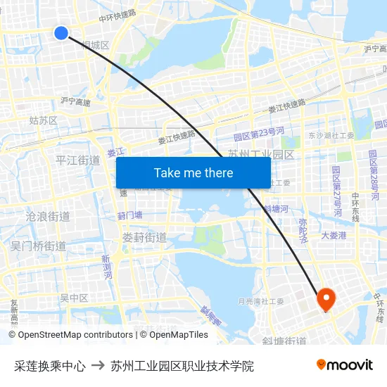 采莲换乘中心 to 苏州工业园区职业技术学院 map