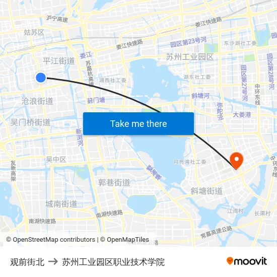 观前街北 to 苏州工业园区职业技术学院 map