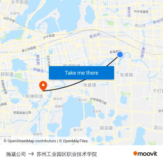 瀚崴公司 to 苏州工业园区职业技术学院 map
