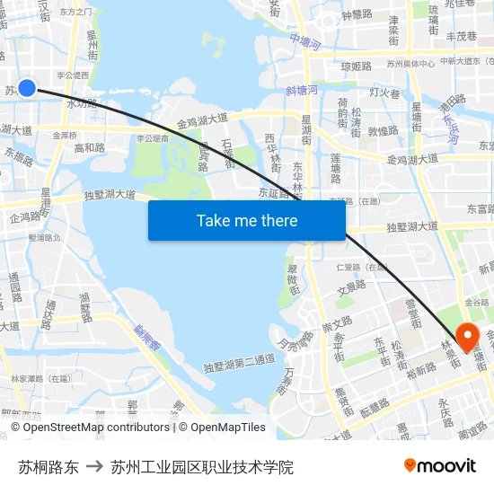 苏桐路东 to 苏州工业园区职业技术学院 map