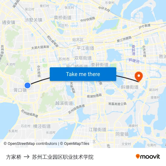 方家桥 to 苏州工业园区职业技术学院 map