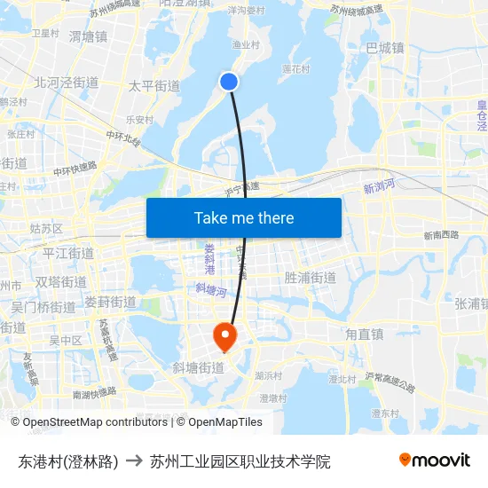 东港村(澄林路) to 苏州工业园区职业技术学院 map
