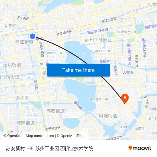 苏安新村 to 苏州工业园区职业技术学院 map