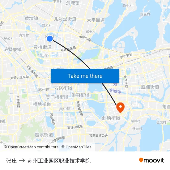 张庄 to 苏州工业园区职业技术学院 map