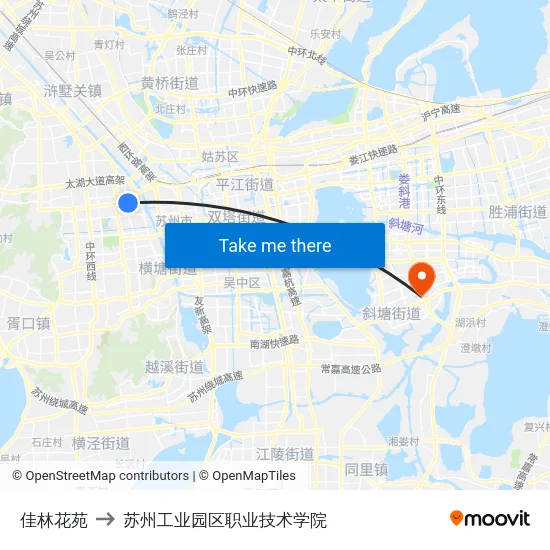 佳林花苑 to 苏州工业园区职业技术学院 map