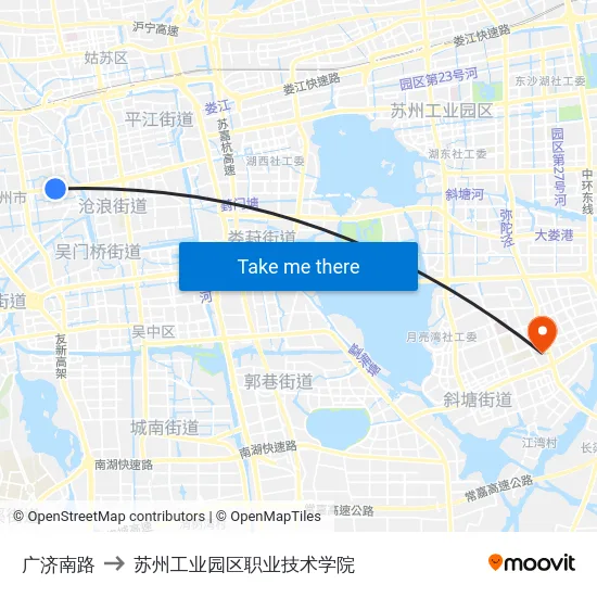 广济南路 to 苏州工业园区职业技术学院 map