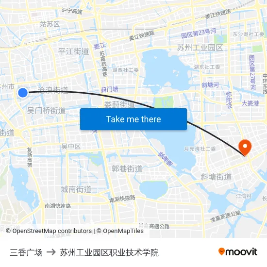 三香广场 to 苏州工业园区职业技术学院 map