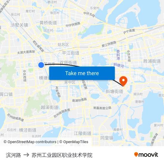 滨河路 to 苏州工业园区职业技术学院 map