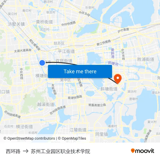 西环路 to 苏州工业园区职业技术学院 map