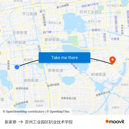 新家桥 to 苏州工业园区职业技术学院 map