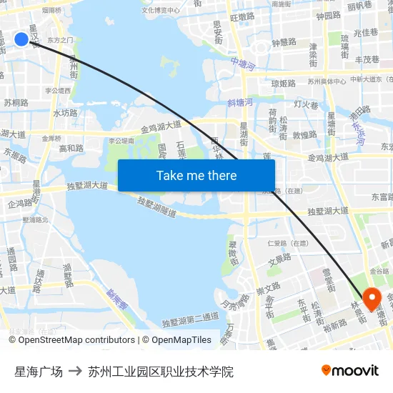 星海广场 to 苏州工业园区职业技术学院 map