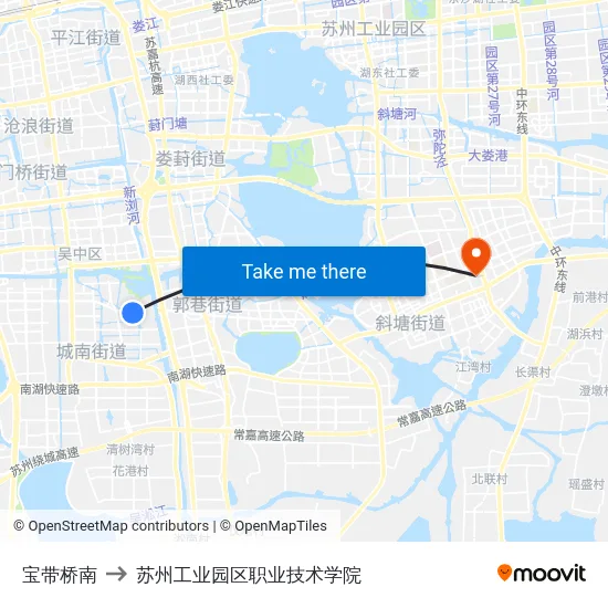 宝带桥南 to 苏州工业园区职业技术学院 map