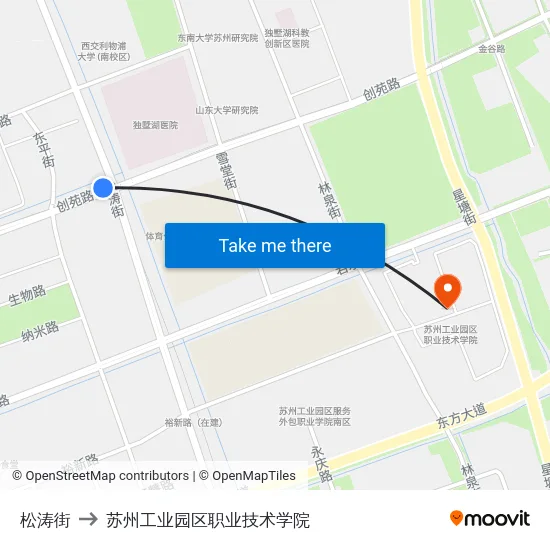 松涛街 to 苏州工业园区职业技术学院 map