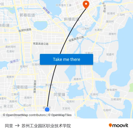 同里 to 苏州工业园区职业技术学院 map