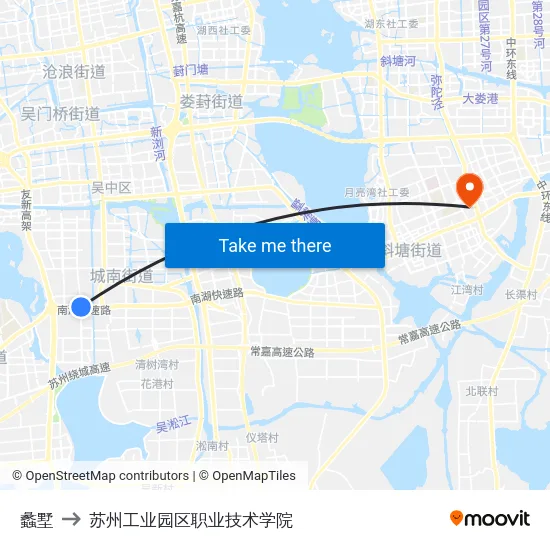 蠡墅 to 苏州工业园区职业技术学院 map