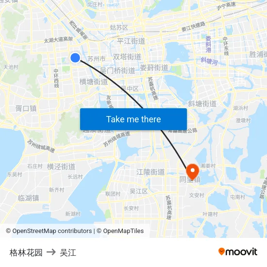 格林花园 to 吴江 map