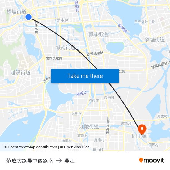 范成大路吴中西路南 to 吴江 map