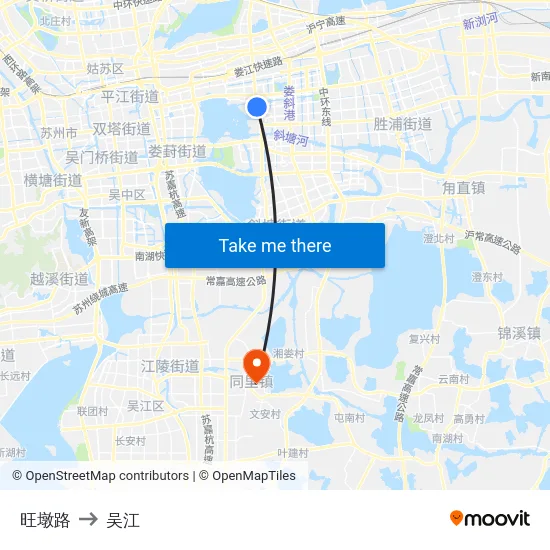 旺墩路 to 吴江 map