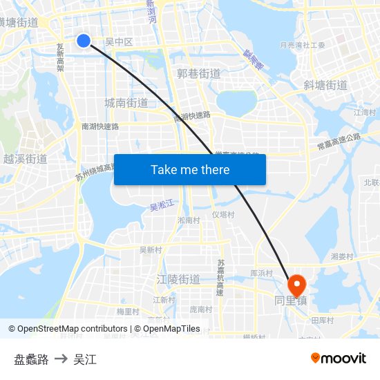 盘蠡路 to 吴江 map