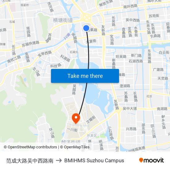 范成大路吴中西路南 to BMIHMS Suzhou Campus map