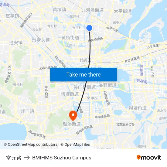 富元路 to BMIHMS Suzhou Campus map