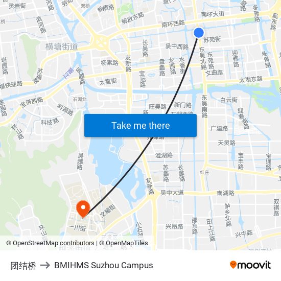 团结桥 to BMIHMS Suzhou Campus map