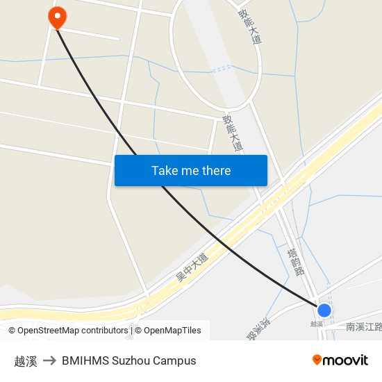 越溪 to BMIHMS Suzhou Campus map