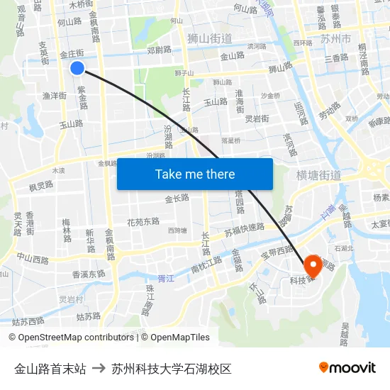 金山路首末站 to 苏州科技大学石湖校区 map