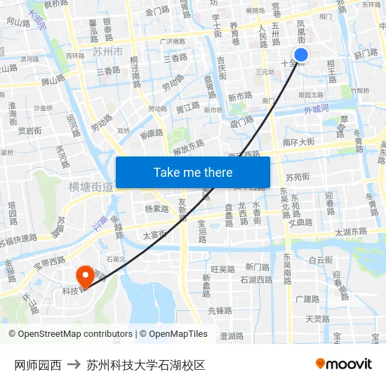 网师园西 to 苏州科技大学石湖校区 map
