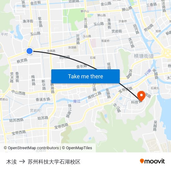 木渎 to 苏州科技大学石湖校区 map